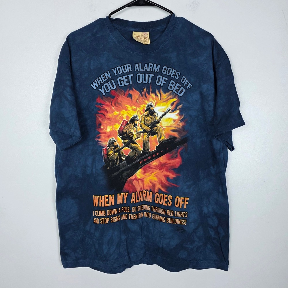 Vintage The Mountain Firefighter Graphic T Shirt Men's Large Tie Dye Cotton